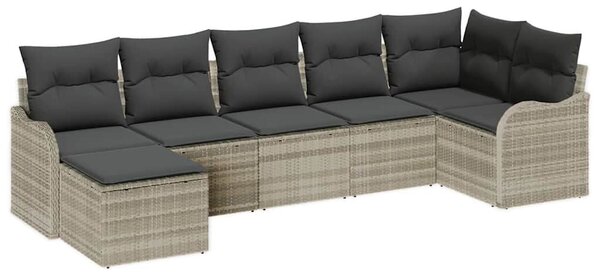 VidaXL Kerti Kanapé Szett párnával 7 pcs Világosszürke Poli rattan