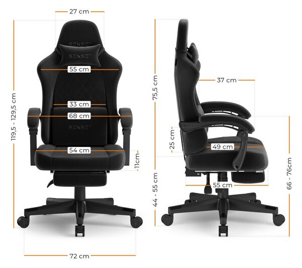 Gamer szék SENSE7 DEVON fekete