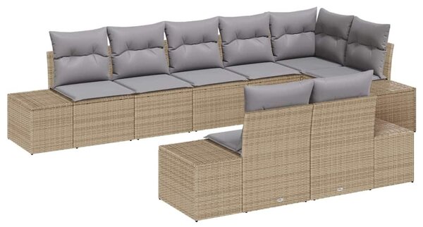 VidaXL Kerti Kanapé Szett párnával 8 pcs bézs és szürke Poli rattan