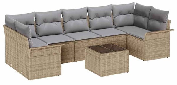 Kerti Kanapé Szett párnával 8 pcs Beige, Szürke 55 x 55 x 37 cm