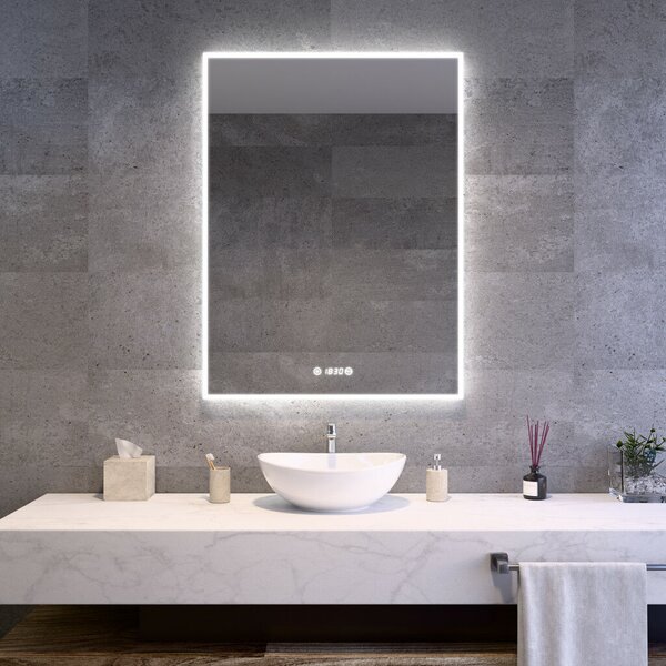 Welland Luxury-Line Sidlux LED tükör - fényerő + színhőfok állítás + páramentesítő + óra - 75 x 100 cm