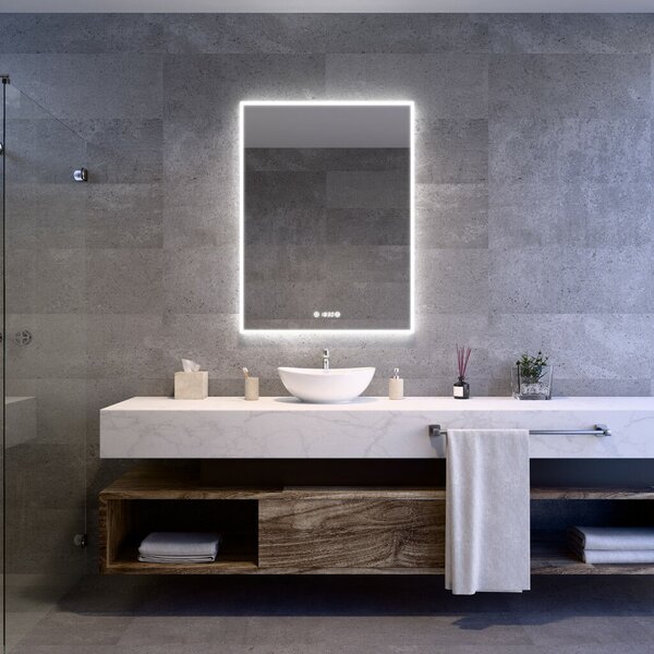 Welland Luxury-Line Sidlux LED tükör - fényerő + színhőfok állítás + páramentesítő + óra - 75 x 100 cm