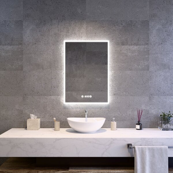 Welland Luxury-Line Sidlux LED tükör - fényerő + színhőfok állítás + páramentesítő + óra - 50 x 70 cm