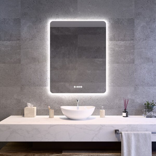 Welland Luxury-Line Jinzor LED tükör - fényerő + színhőfok állítás + páramentesítő + óra - 70 x 90 cm