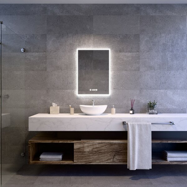 Welland Luxury-Line Sidlux LED tükör - fényerő + színhőfok állítás + páramentesítő + óra - 50 x 70 cm