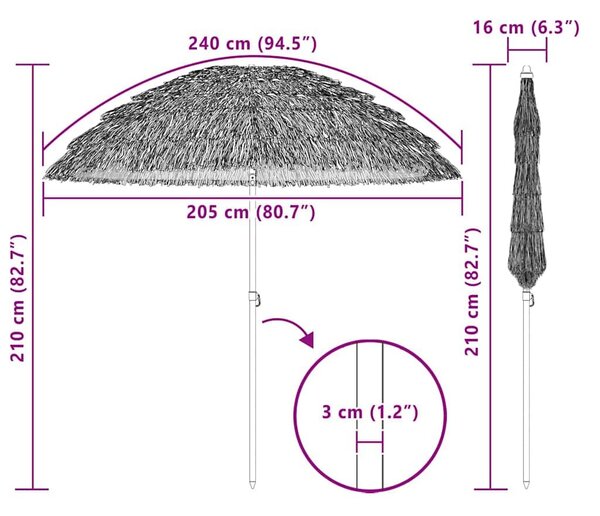 Tengerparti napernyő Barna Ø 206 x 209.5 cm Acél