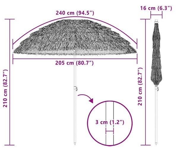 Tengerparti napernyő Barna Ø 206 x 209.5 cm Acél