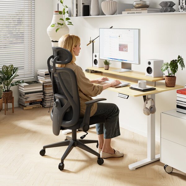 SENSE7 NOXO Ergonomikus irodai szék, deréktámasszal, állítható fejtámlával, állítható háttámla fekete