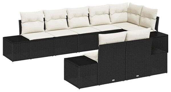 Kerti Kanapé Szett 8 pcs Fekete és krémszínű 319 x 154 x 85 cm