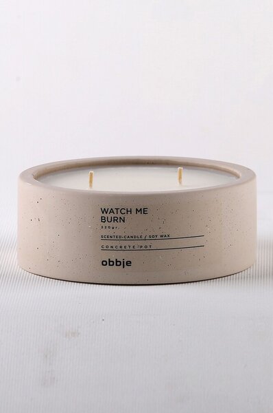 Bézs Amber Essence gyertya, 100% beton, 12cm x 4,5cm