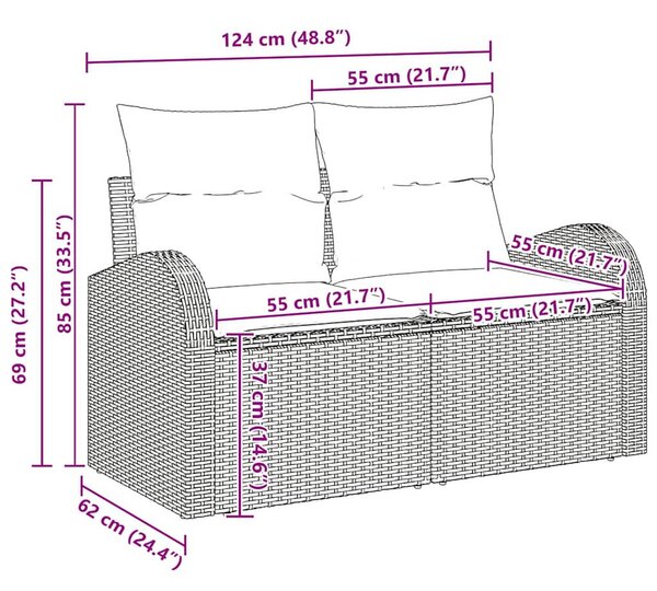 Kerti Kanapé Szett 7 pcs Beige és Fehér 55 x 55 x 37 cm