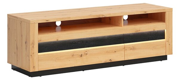 TV asztal/szekrény Ostia RTV2S ( artisan tölgy + fekete tölgy) ( LED világítással)