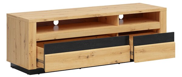 TV asztal/szekrény Ostia RTV2S ( artisan tölgy + fekete tölgy) ( LED világítással)