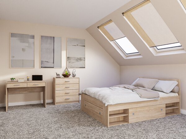 Hálószoba garnitúra Novsore 155, Laminált forgácslap, Sonoma tölgy