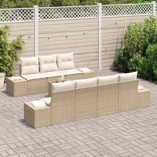 VidaXL Kerti Kanapé Szett párnával 8 pcs Beige és krém polirattan