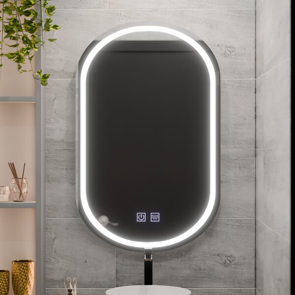 Ovális LED tükör 50x80, Velara Touch, páramtalanító, fényerősség-szabályozással