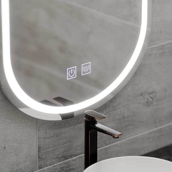 Ovális LED tükör 50x80, Velara Touch, páramtalanító, fényerősség-szabályozással