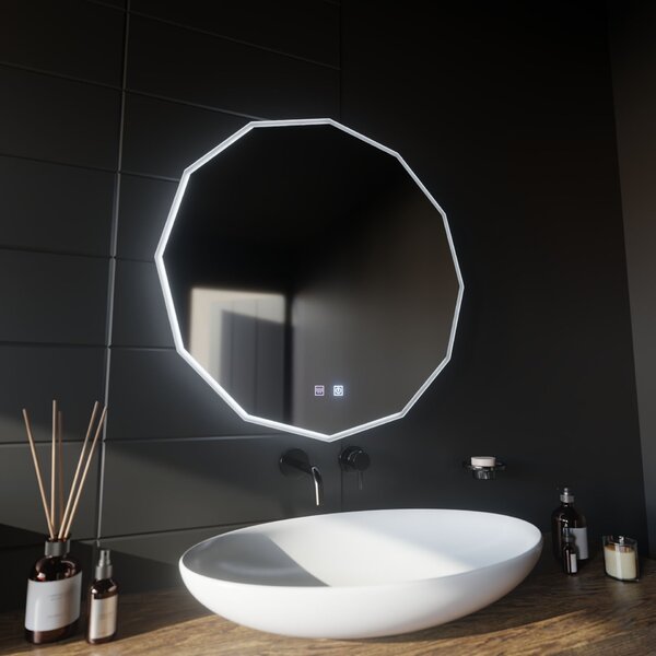 Kerek LED tükör, 80 cm, VIVO Touch, páramentesítő rendszer, fényerő-szabályozható