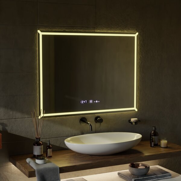 Téglalap alakú LED tükör, 80x60cm, VillayTouch Marcello, páramentesítő rendszer, szabályozható fényerő