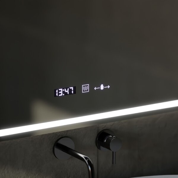Téglalap alakú LED tükör, 80x60cm, VillayTouch Marcello, páramentesítő rendszer, szabályozható fényerő