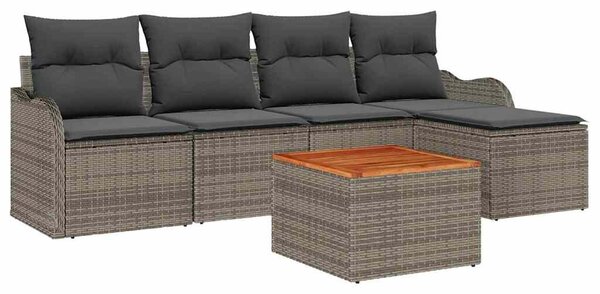 VidaXL Kerti Kanapé Szett párnával 6 pcs Szürke polirattan