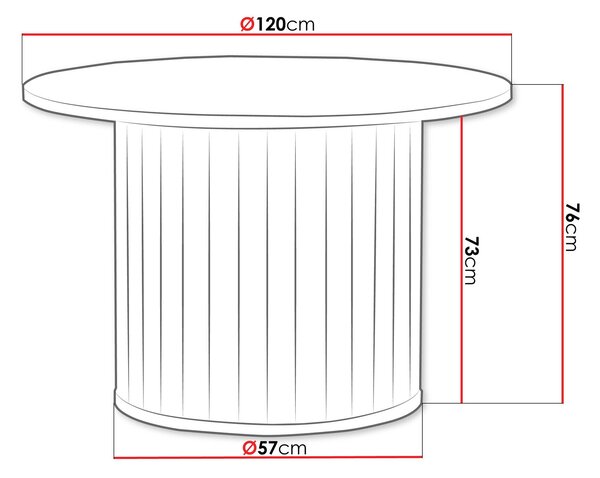 Asztal Novmono 125, 76cm, Kasmír