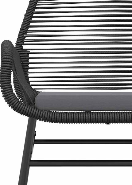 VidaXL 3 részes fekete polyrattan üveg kerti étkezőgarnitúra párnákkal