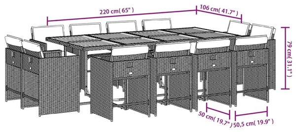 VidaXL 13 részes bézs polyrattan kerti étkezőgarnitúra párnákkal