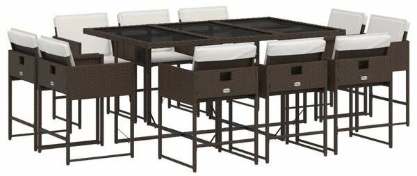VidaXL 11 részes barna polyrattan kerti ülőgarnitúra párnákkal