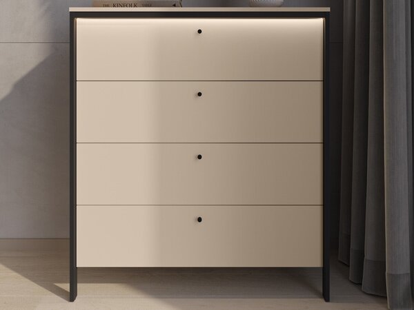 Komód Virmoro 101, Laminált forgácslap, 115x101x49cm, Bézs, Fekete
