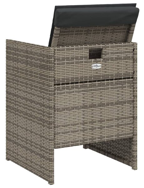 VidaXL 5 részes szürke polyrattan kerti étkezőgarnitúra párnával