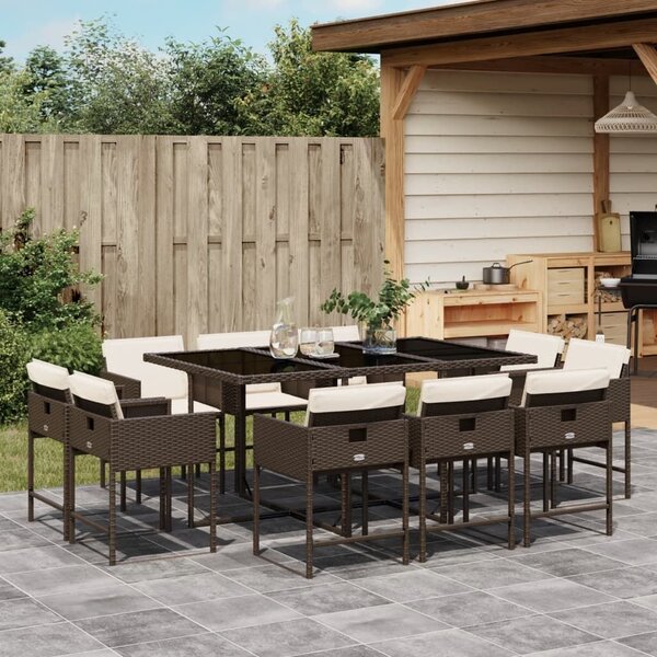 VidaXL 11 részes barna polyrattan kerti ülőgarnitúra párnákkal