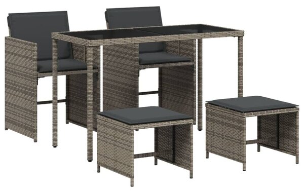 VidaXL 5 részes szürke polyrattan kerti étkezőgarnitúra párnával