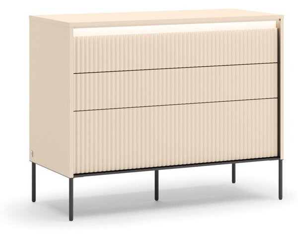 Komód Lorfera 103, Közepes sűrűségű farostlemez, Laminált forgácslap, 83x104x47cm, Bézs, Fekete