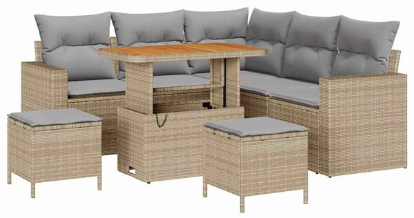 VidaXL Kerti Kanapé Szett 9 pcs Beige és Világosszürke polirattan