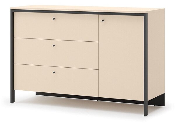 Komód Virmoro 102, Laminált forgácslap, 91x136x49cm, Fekete, Bézs
