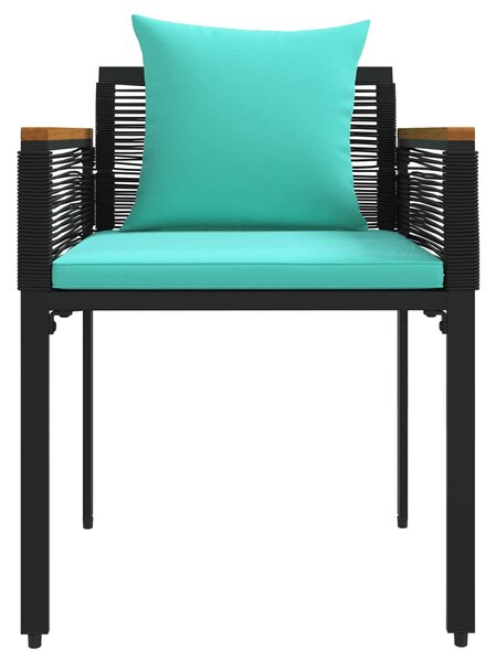 VidaXL Kültéri Bútor Szett párnával 3 pcs Fekete és Türkiz PE Rattan
