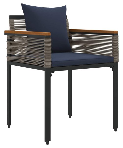 VidaXL Kültéri Bútor Szett párnával 3 pcs Szürke és sötétkék PE Rattan