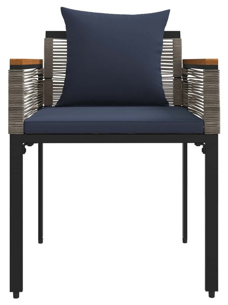 VidaXL Kültéri Bútor Szett párnával 3 pcs Szürke és sötétkék PE Rattan