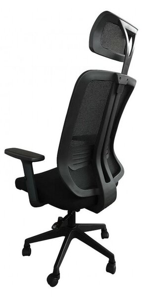 Ergonomikus irodaszék, Zola, állítható háttámlával, fejtámlával és karfával, állítható magassággal, forgó kerekekkel, hálóval, 132/122 x 70.5 x 65 cm, fekete