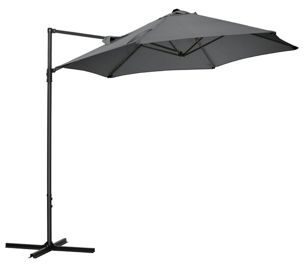 Outsunny kerti napernyő 360°-os forgathatósággal, karral, kereszttalppal és szellőzőnyílással, Ø256x245 cm, sötétszürke