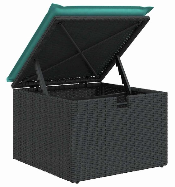 VidaXL 4 részes fekete polyrattan kerti ülőgarnitúra párnákkal