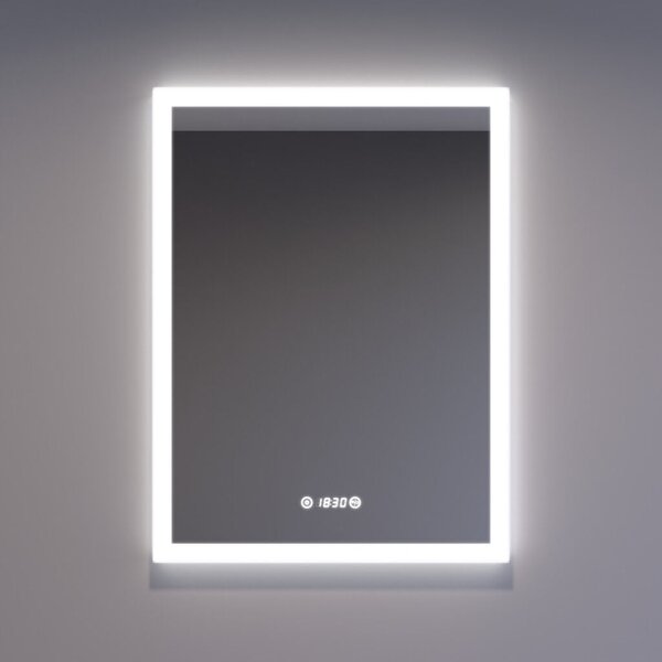Welland Luxury-Line Bravo LED tükör - fényerő + színhőfok állítás + páramentesítő + óra - 60 x 80 cm