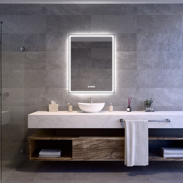 Welland Luxury-Line Como LED tükör - fényerő + színhőfok állítás + páramentesítő + óra - 70 x 90 cm