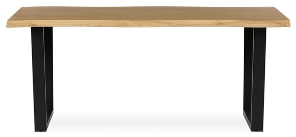 Étkezőasztal, 180x90x75 cm, MDF lap, vadtölgy dekor, U alakú fém lábak