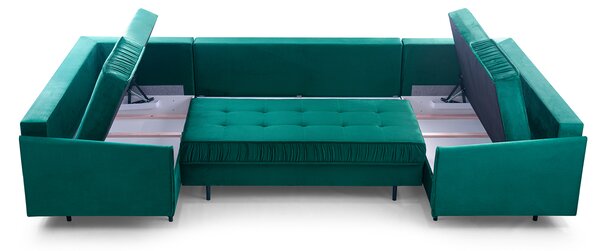 U alakú sarokkanapé Aliran U (zöld) (J). Akció -21%