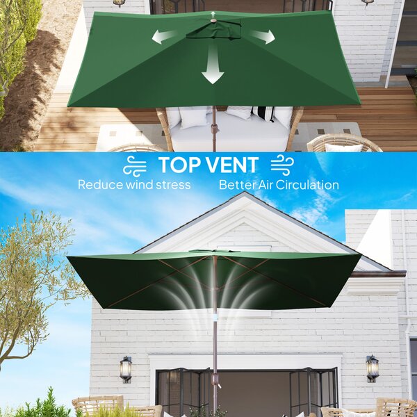 Outsunny Napernyő Cserehuzat, 3x2 m, 6 Bordás, Poliészter, UV 50+, Zöld