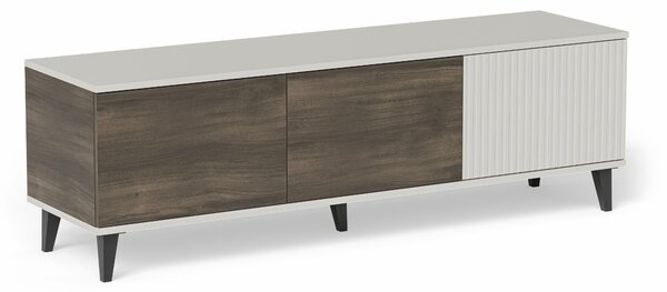 TV-állvány Luelia 116, Közepes sűrűségű farostlemez, Laminált forgácslap, 47x150x40cm, Kasmír, Dió