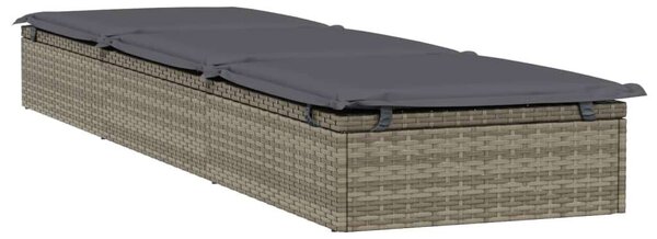 Polyrattan Napozóágy - Szürke - 201x55x62 cm