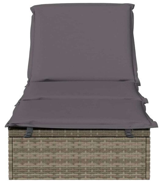 Polyrattan Napozóágy - Szürke - 201x55x62 cm